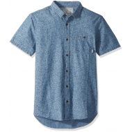 Quiksilver Mens Printed Chambray Short Sleeve Woven, Used Blue New, S