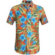 SSLR Mens Button Down Short Sleeve Hawaiian Shirt