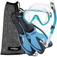 Phantom Aquatics Turtle Mask Fin Dry Snorkel Snorkeling Set