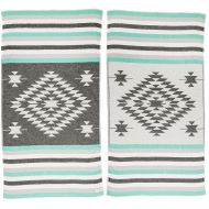Bersuse 100% Cotton - Carmen Turkish Towel - Peshtemal Bath Beach Towel - Aztec Design - Dual-Layer, Oeko-TEX - 37 x 70 Inches, Black (Set of 6)