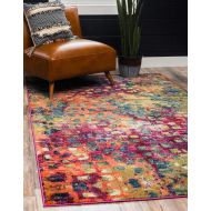 Unique Loom Abstract 5 feet by 8 feet (5 x 8) Barcelona Multi Area Rug
