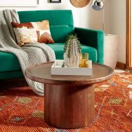 Safavieh COF6600B Home Collection Devin Dark Brown Round Pedestal Coffee Table Oak