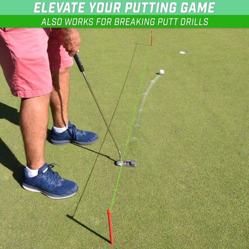  GoSports Down The Line 10ft Putting String Guide - Golf Alignment Training Aid, Master Straight and Breaking Putts, Green