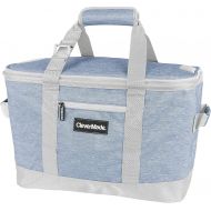 CleverMade Collapsible Cooler Bag: Insulated Leakproof 50 Can Soft Sided Portable Cooler Bag for Lunch, Grocery Shopping, Camping and Road Trips, Steel Blue/Cream