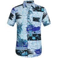 SSLR Mens Tropical Holiday Button Down Casual Hawaiian Shirt