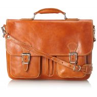 Floto Procida Italian Calfskin Leather Messenger Bag, Olive Brown, One Size
