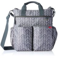 Skip Hop Messenger Diaper Bag with Matching Changing Pad, Duo Signature, Grey Feather