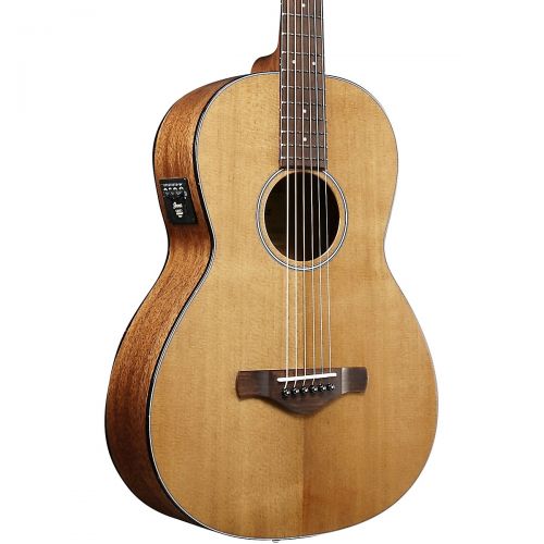  Ibanez},description:The parlor body shape of the AVN9SPE, along with Thermo Aged Solid Sitka spruce top with Thermo Aged Spruce X bracing, delivers a loud sound despite its compact