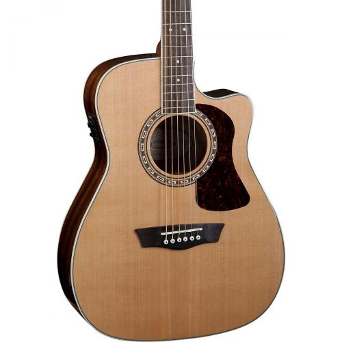  Washburn},description:The HF11SCE is a folk-style acoustic guitar thats perfect for singer-songwriters and those who love the added articulation that a folk-sized body brings to th
