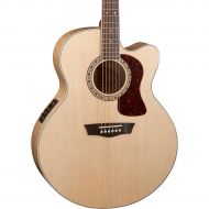 Washburn},description:The HJ40SCE is a jumbo acoustic guitar with cutaway for superior upper fret access. It features a solid Sitka spruce top, Cathedral Peaked Advanced Scalloped-