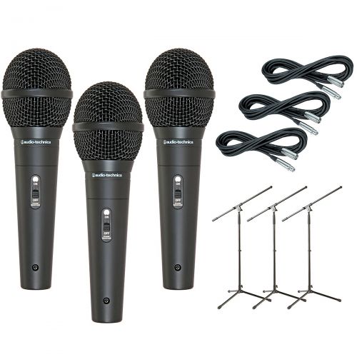 오디오테크니카 Audio-Technica},description:The M4000S 3-Pack Mic and Stand Kit comes with (3) Audio-Technica M4000S microphones, (3) 20-foot microphone cables, and (3) tripod microphone stands.Th