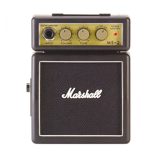 마샬 Marshall},description:You can take Marshall tone and vibe with you with the Marshall MS-2 Mini Amp. Classic Marshall grille cloth; crunchy distortion; and plenty of volume for good