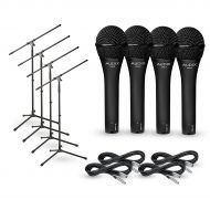 Audix},description:Includes 4 Audix OM2 handheld dynamic mics, 4 Gear One 20 mic cables, and 4 Musicians Gear MS-220 tripod mic stands with fixed boom. Audix OM2:The American-made