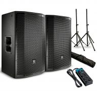 JBL PRX812W Powered 12 Speaker Pair with Stands and Power Strip