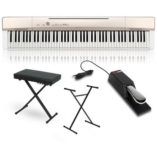 카시오 Casio Privia PX-160GD Digital Piano with Stand Sustain Pedal and Deluxe Keyboard Bench