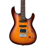 Ibanez},description:The SA160FM features a flamed maple top, classic deep Brown Burst finish, and Rosewood fingerboard with white dot inlays and jumbo frets. Lurking beneath its gr