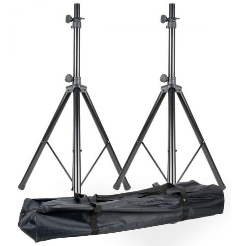  American DJ},description:Pair of lightweight black speaker stands with 80 lb. limit. Carry bag included.