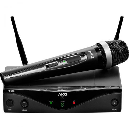  AKG},description:The WMS420, wireless microphone system, provides a highly flexible solution, being equally suitable on stage as well as in locations where a single channel or mult