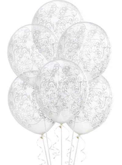 PartyCity Clear Filigree Balloons 6ct
