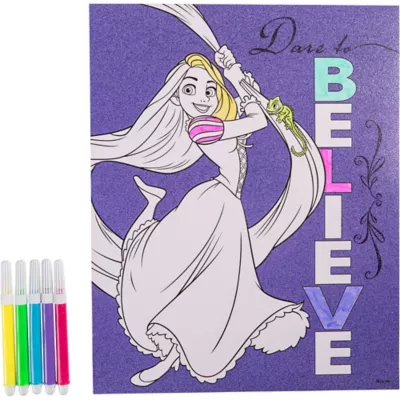 PartyCity Glitter Rapunzel Coloring Sheet with Markers