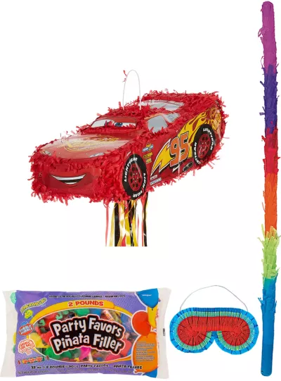 PartyCity Lightning McQueen Car Pinata Kit with Candy & Favors - Cars 3
