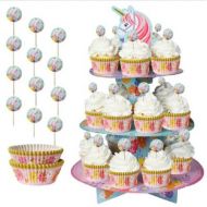 PartyCity Magical Unicorn Cupcake Pick Kit for 24