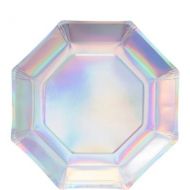 PartyCity Ginger Ray Metallic Iridescent Silver Lunch Plates 8ct