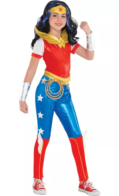 PartyCity Girls Wonder Woman Jumpsuit Costume - DC Super Hero Girls