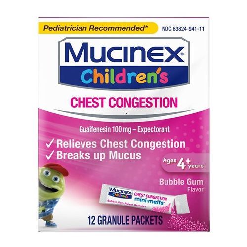 월그린 Walgreens Childrens Mucinex Chest Congestion Expectorant, Mini-Melts Bubble Gum