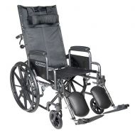 Walgreens Drive Medical Silver Sport Reclining Wheelchair with Detachable Desk Arms and Leg Rest 18 Inch Seat Silver Vein