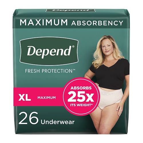 월그린 Walgreens Depend Incontinence Underwear for Women, Maximum Absorbency Extra Large Peach