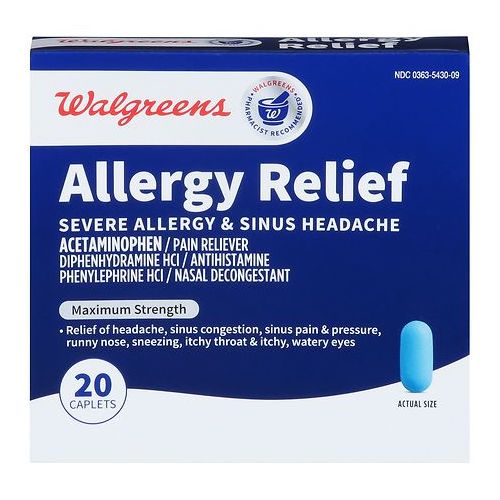 월그린 Walgreens Wal-Dryl Severe Allergy & Sinus Headache, Caplets