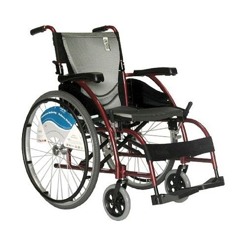 월그린 Walgreens Karman 18 inch Wheelchair with Fixed Armrests and Footrests, 27 lbs. Red