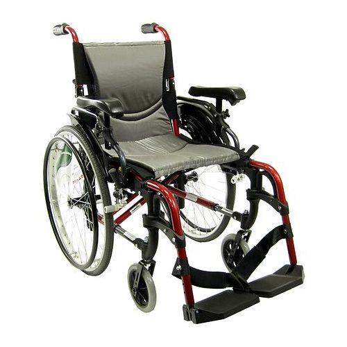 월그린 Walgreens Karman 16 inch Aluminum Wheelchair with Flip-Back Armrests, 29lbs Red