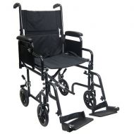 Walgreens Karman 19 inch Steel Transport Chair with Removable Armrests, 29lbs Black