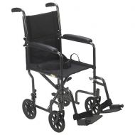 Walgreens Drive Medical Lightweight Transport Wheelchair with Swing-away Footrest-19-inch Silver Vein