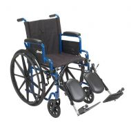 Walgreens Drive Medical Blue Streak Wheelchair with Flip Back Desk Arms and Elevating Leg Rests 18 Inch Seat Blue