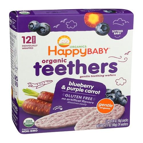 월그린 Walgreens Happy Baby Gentle Teethers Organic Teething Wafers Blueberry & Purple Carrot