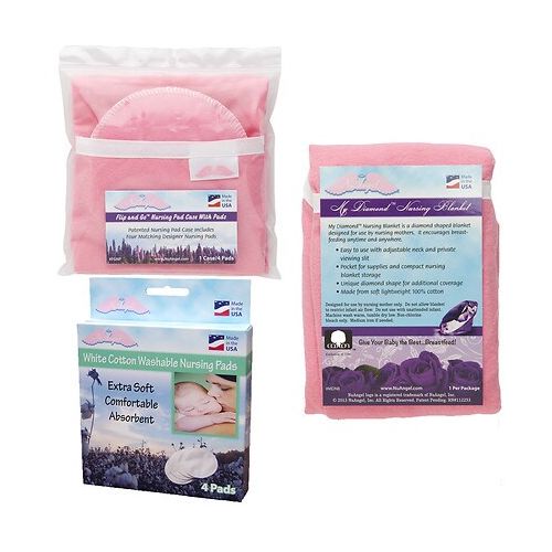 월그린 Walgreens NuAngel Flip & Go Nursing Pad Case with Nursing Blanket & Cotton Nursing Pad Set Pink