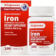 Walgreens High-Potency Iron 65mg, Ferrous Sulfate 325mg, Tablets