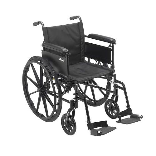 월그린 Walgreens Drive Medical Cruiser X4 Dual Axle Wheelchair with Adjustable Full Arms, Swing Away Footrests 18 inch Seat Silver Vein