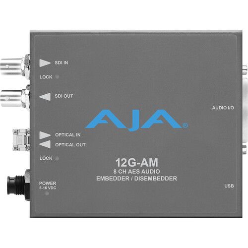  AJA 12G-SDI 8-Channel AES Audio Embedder/Disembedder with LC Fiber Tx SFP