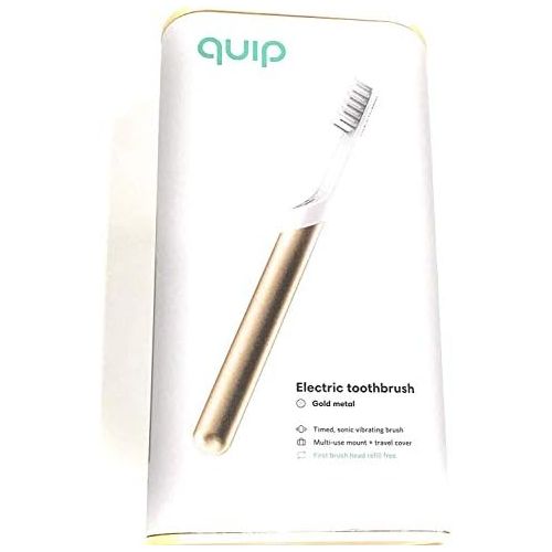  Nutraholics Quip Metal Electric Toothbrush - Electric Brush and Travel Cover Mount - Gold Metal (Color) - Frustration Free Packaging