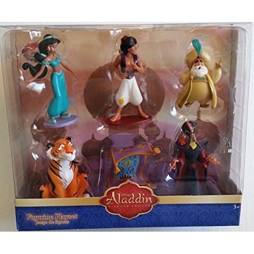 디즈니 Aladdin Figurine Playset Diamond Edition Disney Collection 6 Figures (Princess Jasmine, Rajah, Jafar, Magic Carpet, Sultan)