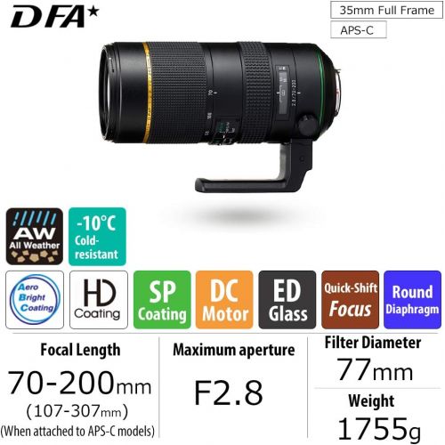  Pentax HD D FA 70-200mm f2.8ED DC AW Telephoto-Zoom Lens for Pentax KAF Cameras