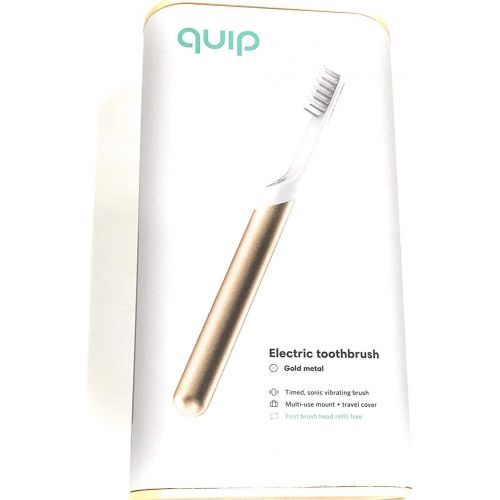  Nutraholics Quip Metal Electric Toothbrush - Electric Brush and Travel Cover Mount - Gold Metal (Color) - Frustration Free Packaging