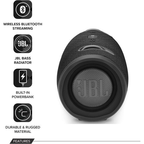 제이비엘 [아마존베스트]JBL Xtreme 2 Portable Waterproof Wireless Bluetooth Speaker - Black (Renewed)