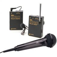 Azden WMS-PRO VHF Camera-Mount Wireless Omni Lavalier Microphone System with Handheld Mic (169 & 170 MHz)