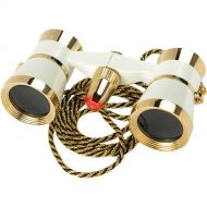 Barska 3x25 Blueline Opera Glasses with Red Flashlight & Necklace (White & Gold)