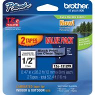 Brother Laminated Tape for P-Touch Labelers (Black on Clear, 1/2